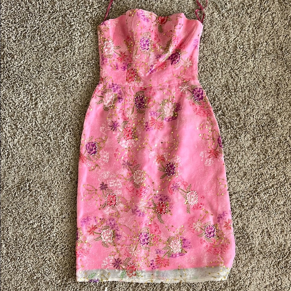 Helen Wang Elegant Pink Floral Dress